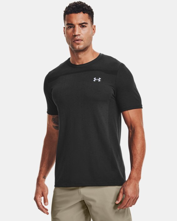 T-shirt à manches courtes UA Seamless pour homme, Black, pdpMainDesktop image number 1